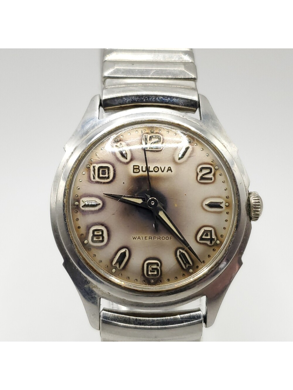 Vintage 1961 Bulova Waterproof 32mm Mechanical Watch Running Silver Tone M1